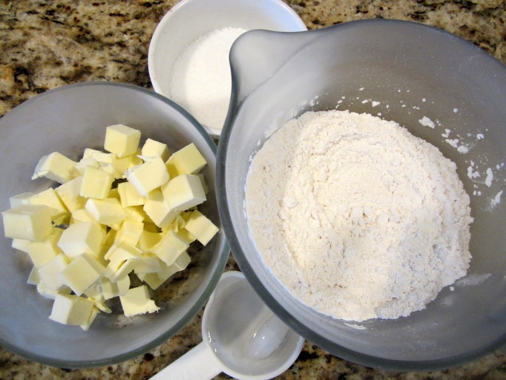 Chilled ingredients prepped for the puff pastry