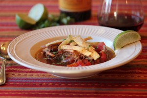 bowl of beef tortilla soup