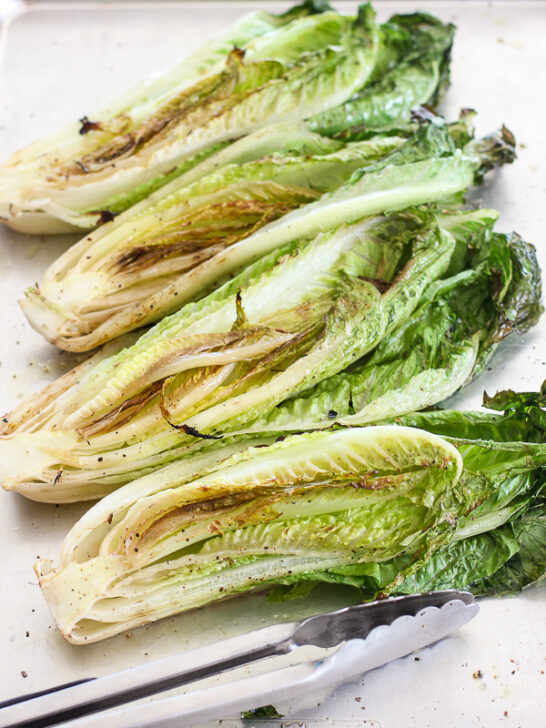 Romaine after grilling to show the char.