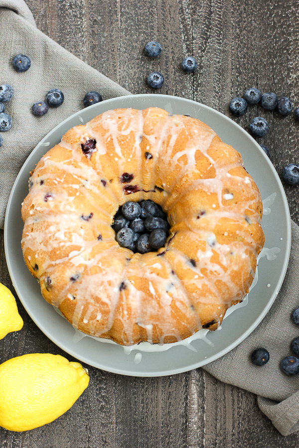 Blueberry Lemon Pound Cake with Powdered Sugar Glaze