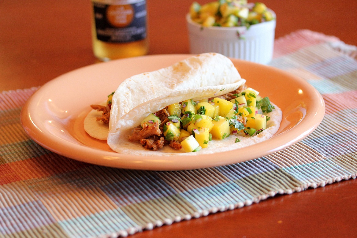 Pulled Pork Tacos with Fresh Mango Salsa