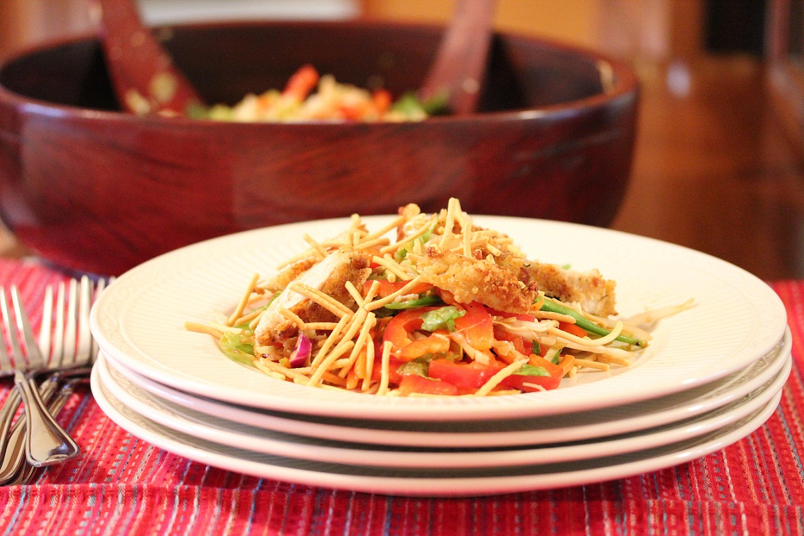 Crispy Asian Chicken Salad with Sesame Plum Vinaigrette