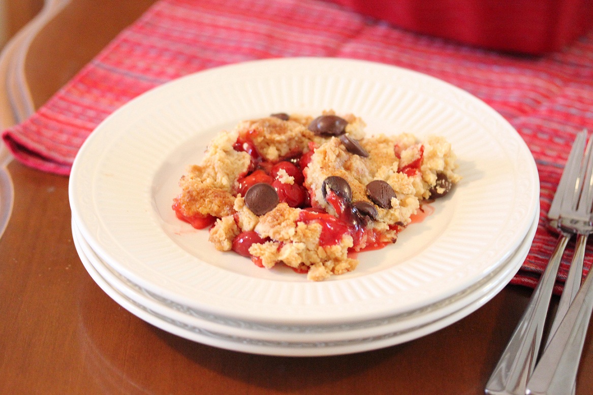 Four Ingredient Chocolate Cherry Cobbler