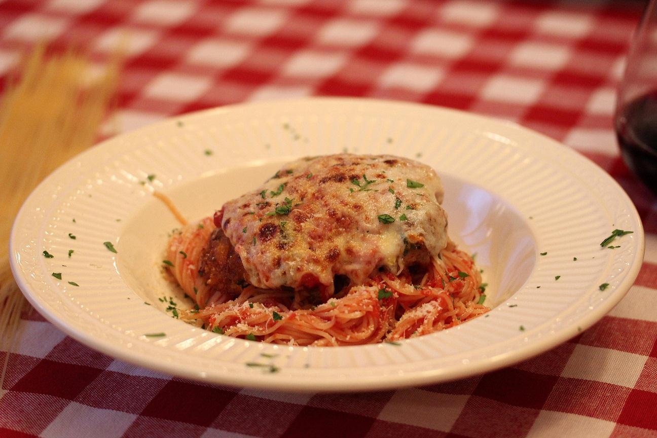 plated chicken parmesan