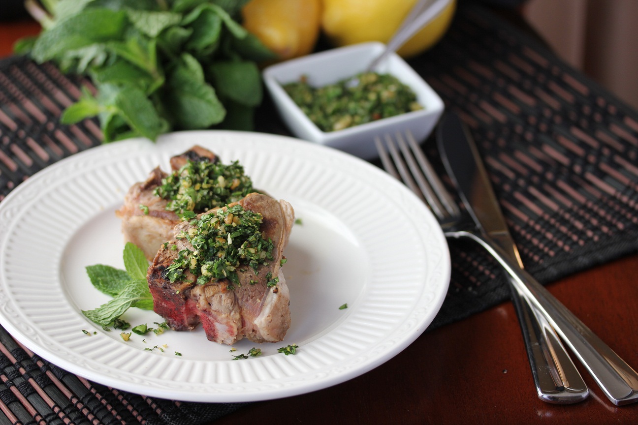 Grilled Lamb Chops with Minted Gremolata