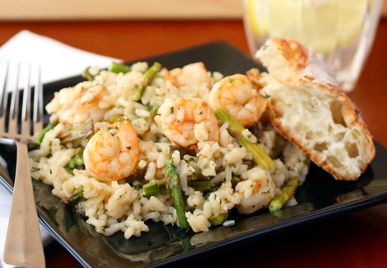 Shrimp and Roasted Asparagus Risotto