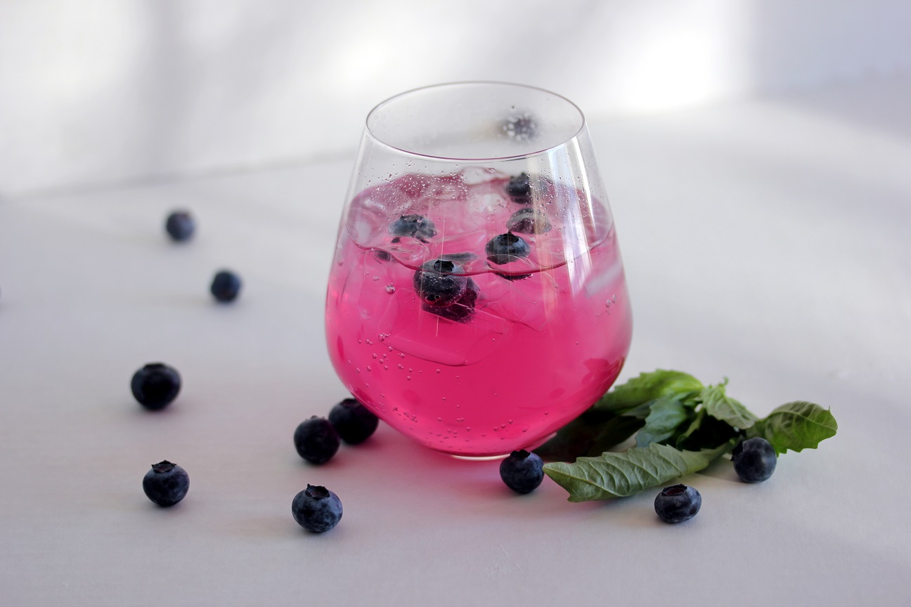 Blueberry Basil Soda Spritzer