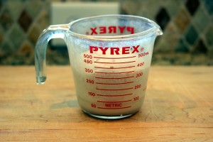 Yeast blooming in a measuring cup