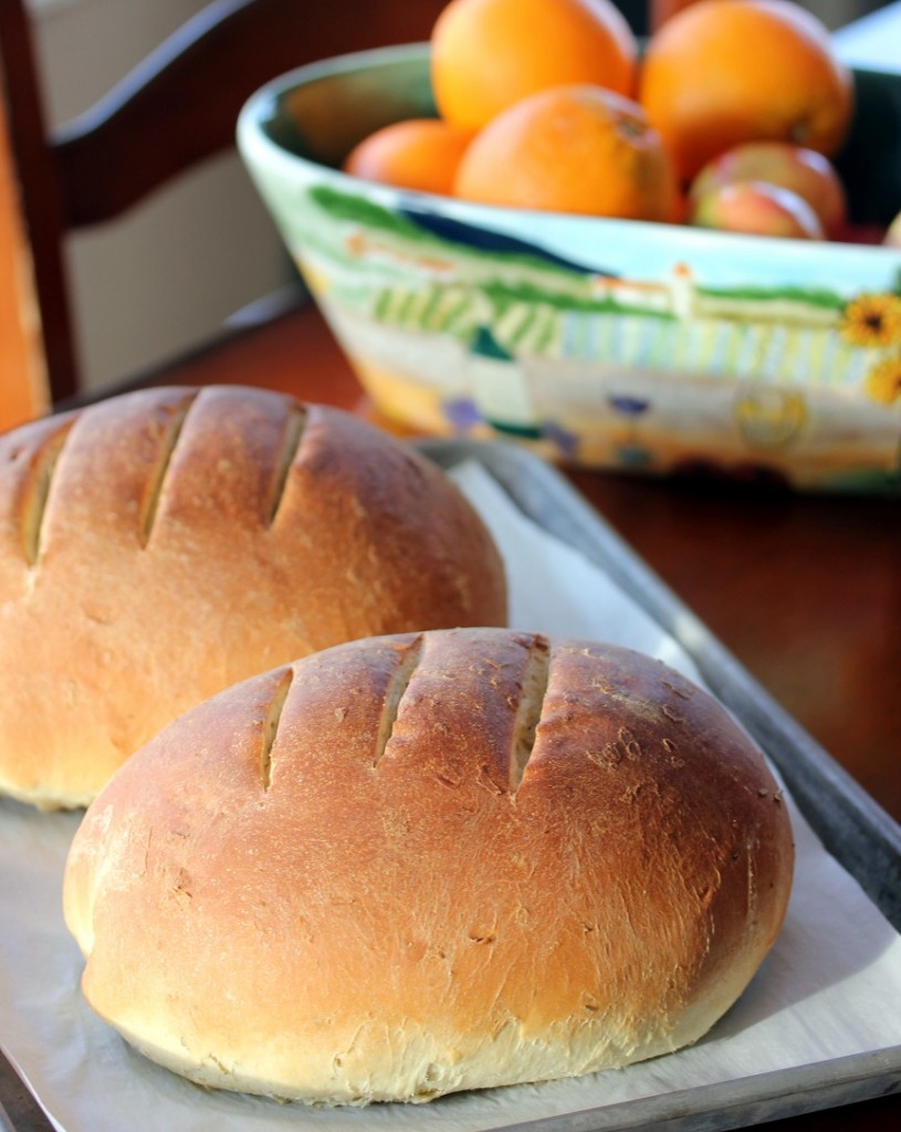 Bread after baking, before slicing