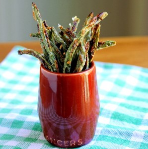 Parmesan Green Bean Fries served in a mug