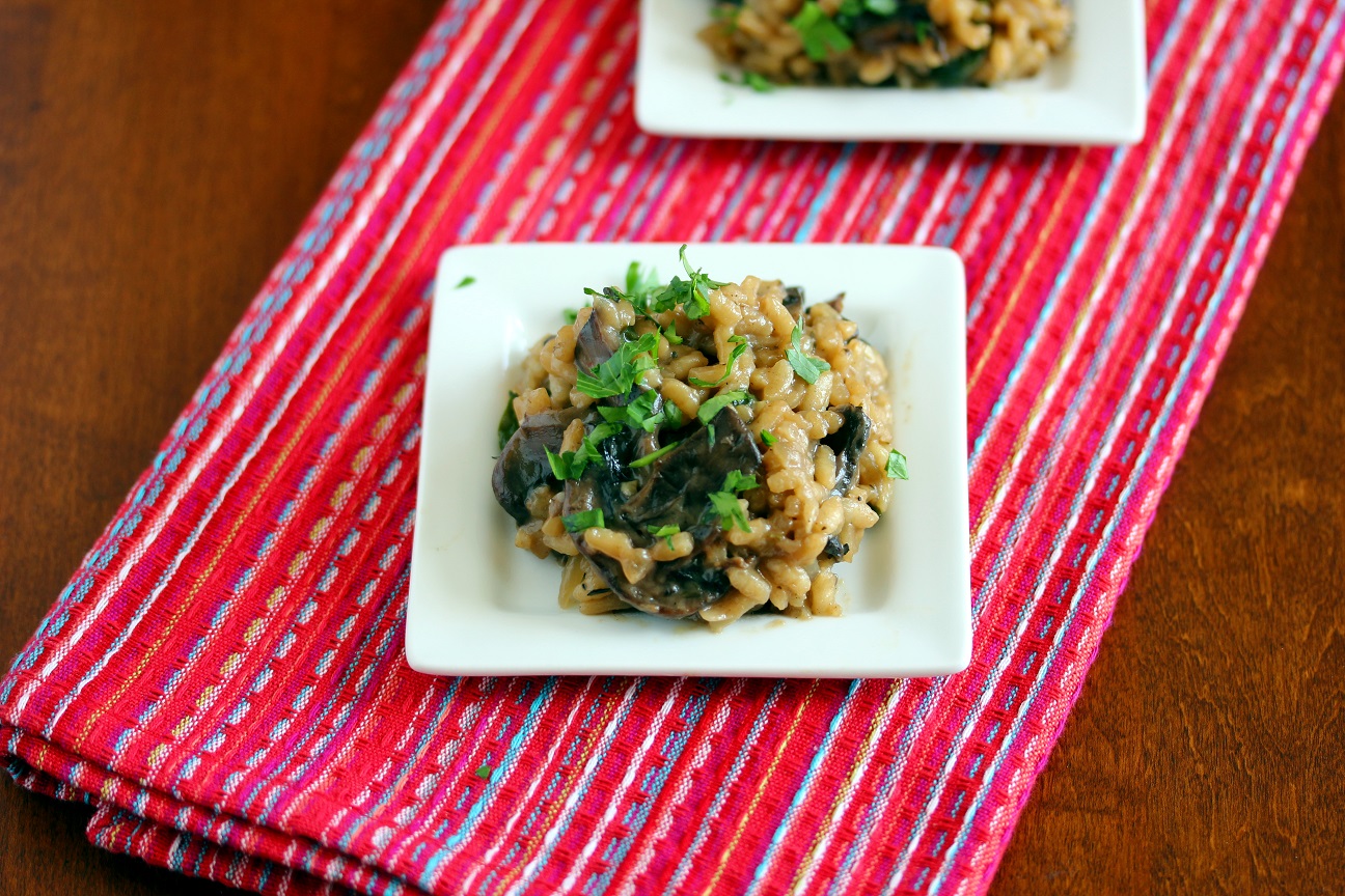 Mushroom and Spinach Risotto with Truffle Oil