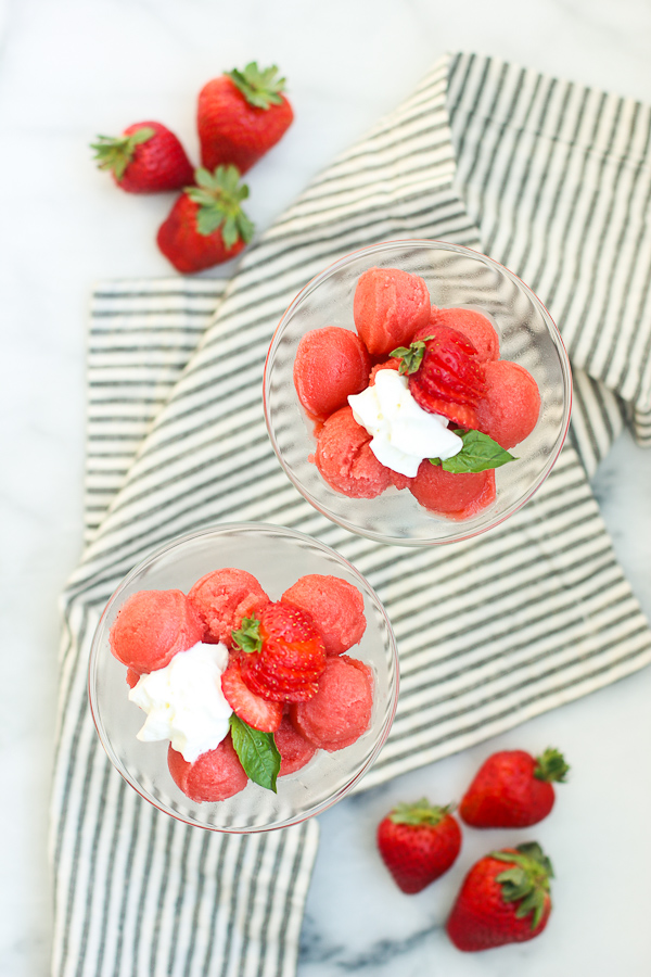 Homemade Strawberry Basil Sorbet Recipe