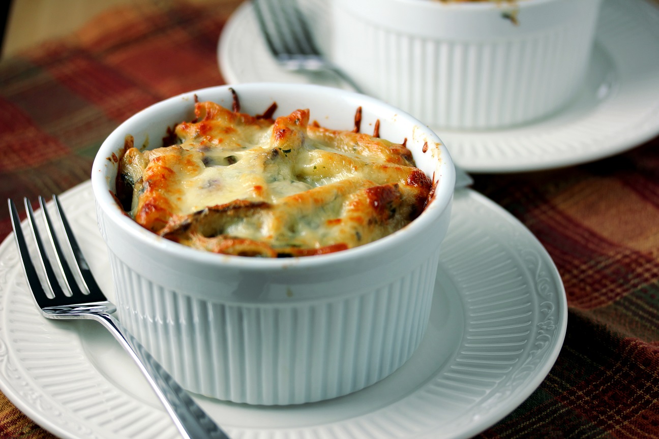 Cheesy Baked Mushroom Penne Florentine