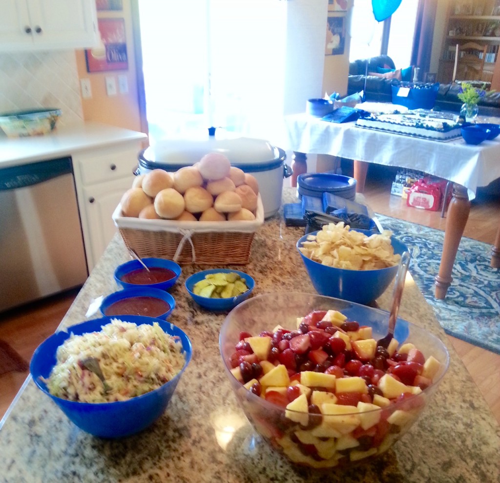 Graduation party buffet set up