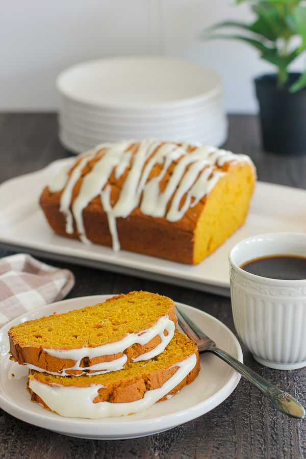 Soft and Moist Pumpkin Bread With Cream Cheese Glaze