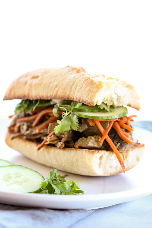 Banh Mi Inspired Slow Cooker Steak Sandwiches