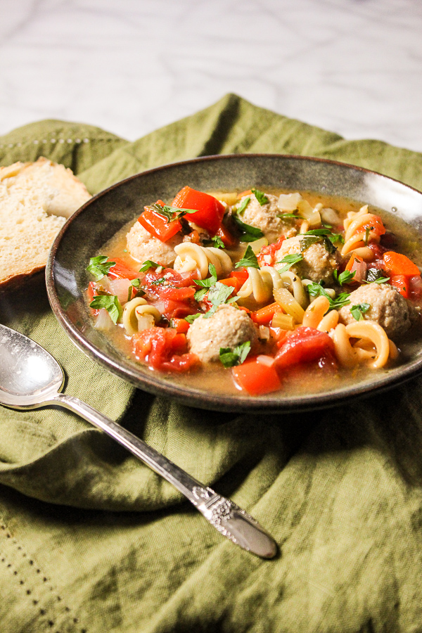 Italian Mini Chicken Meatball Soup