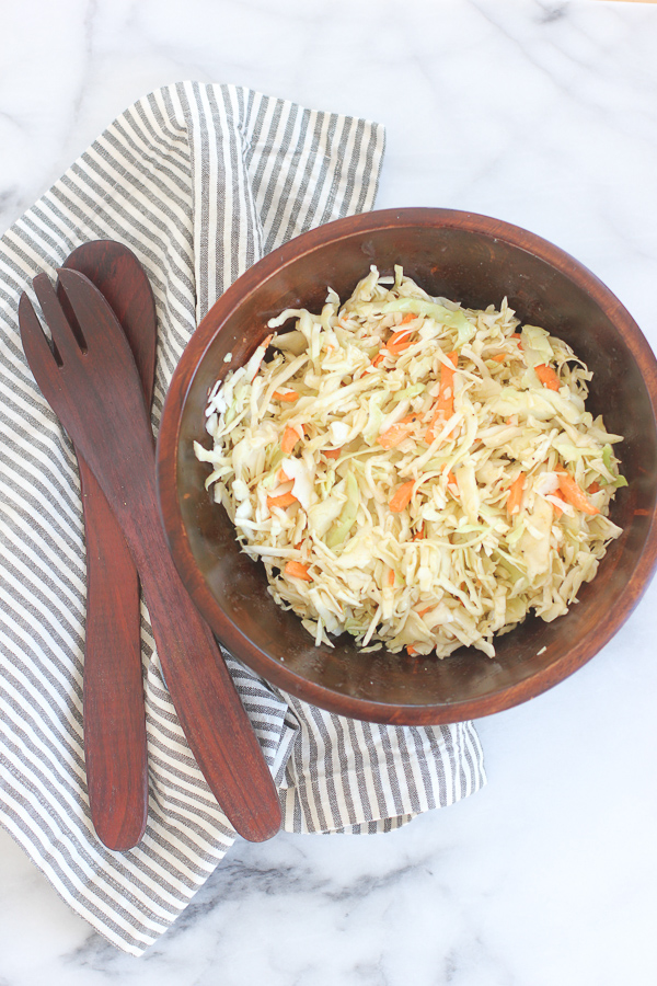 finished coleslaw in a salad bowl