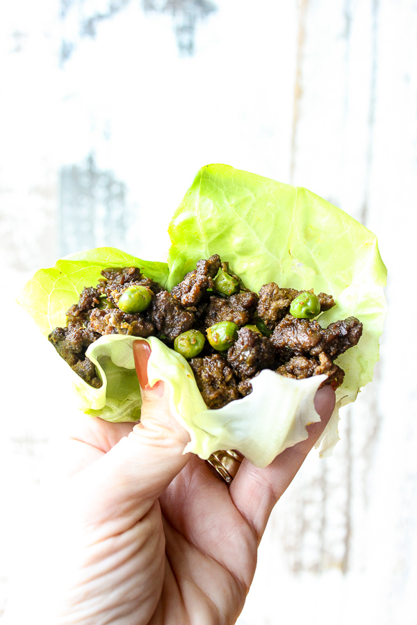 Quick Lamb Samosa Lettuce Wraps