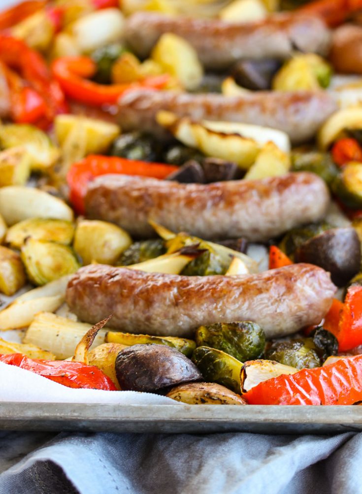 Sheet Pan Dinner with Bratwurst and Roasted Vegetables