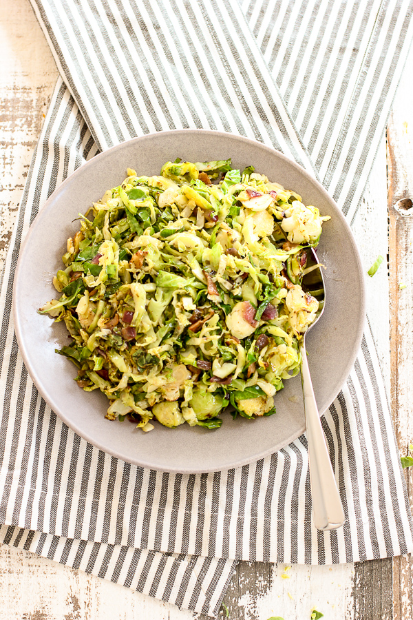 Shredded Brussels Sprouts with Spicy Mustard Vinaigrette