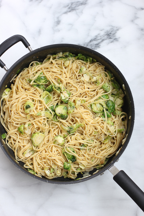 Lemon Garlic Brussels Sprout Linguine