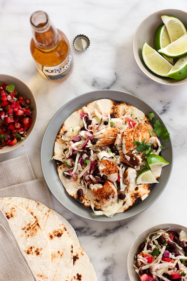 Grilled Fish Tacos with Southwestern Slaw