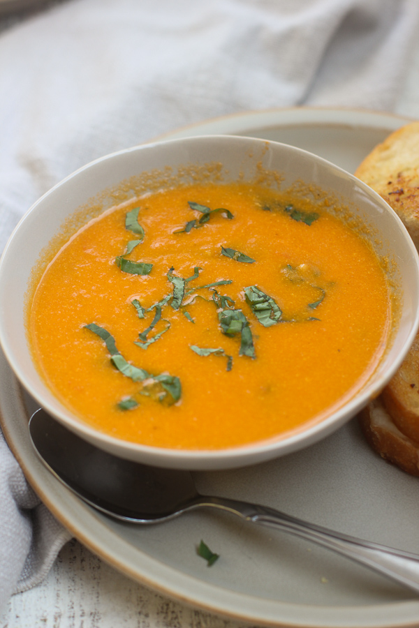 Close up of the finished soup serve in a bowl